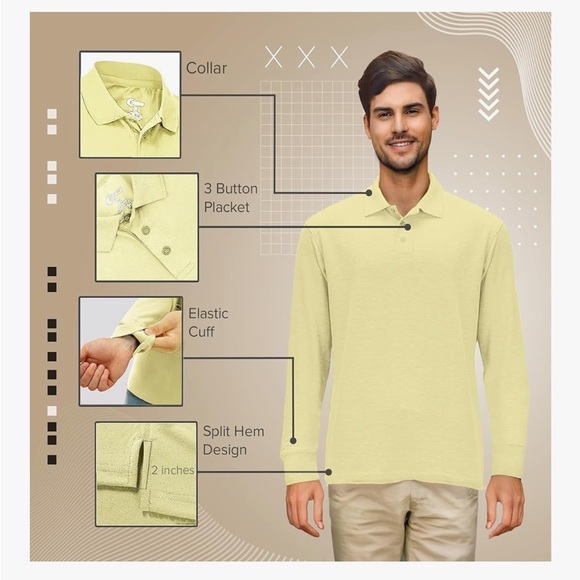 Classic Cream Polo Golf Shirt with Timeless Design - Picture 3 of 6